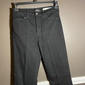Not Your Daughters Jeans Black Bedazzled Wide Leg Jeans Size 8 - 28x32